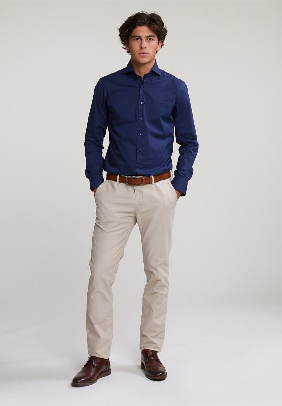 Slim Fit Uni Shirt Blue - Bleu