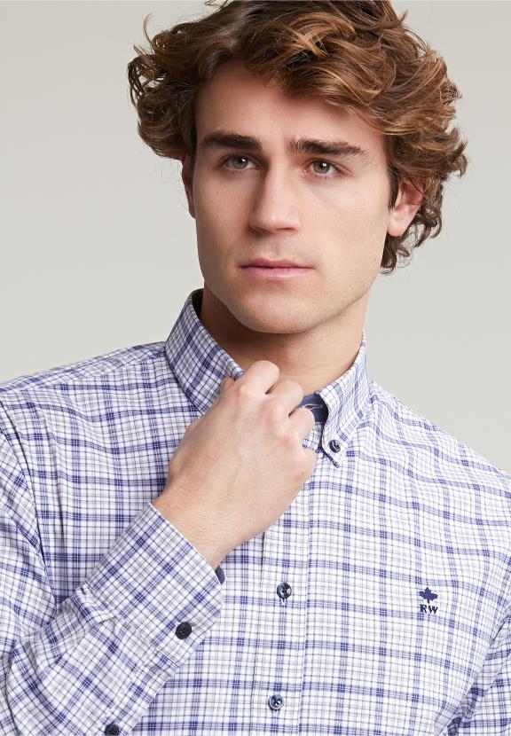 Custom Fit Checked Shirt Multi - Gris