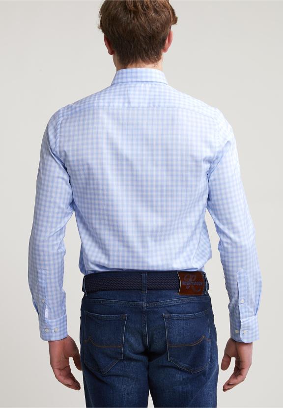 Custom Fit Checked Shirt Blue/White - Blauw