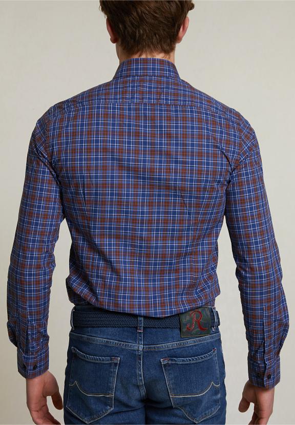 Slim Fit Checked Shirt Red/Blue - Bruin