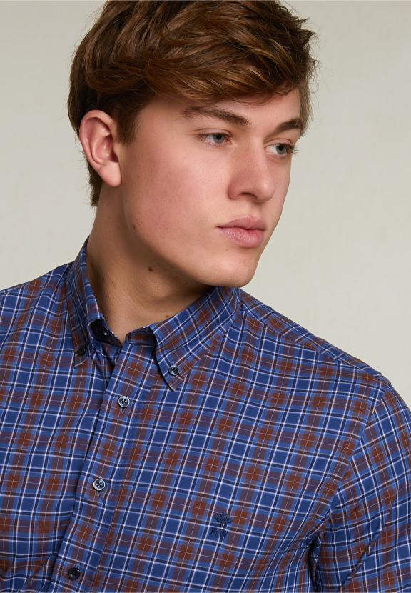 Slim Fit Checked Shirt Red/Blue - Bruin