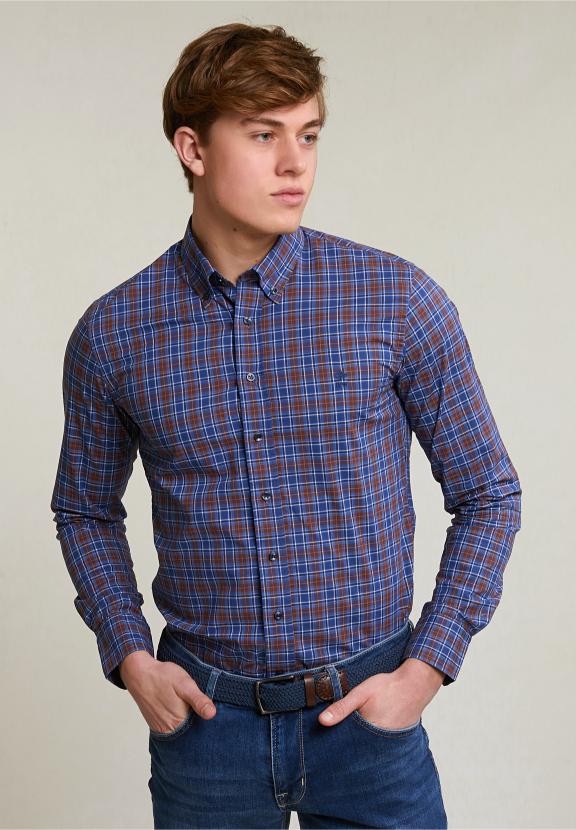 Slim Fit Checked Shirt Red/Blue - Bruin