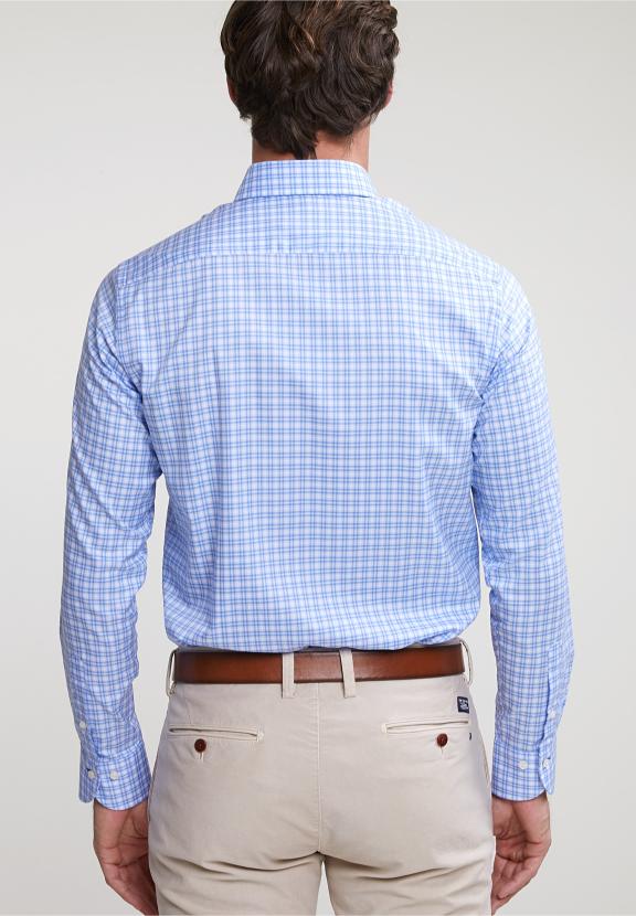 Custom Fit Checked Shirt Blue/White - Meervoudig