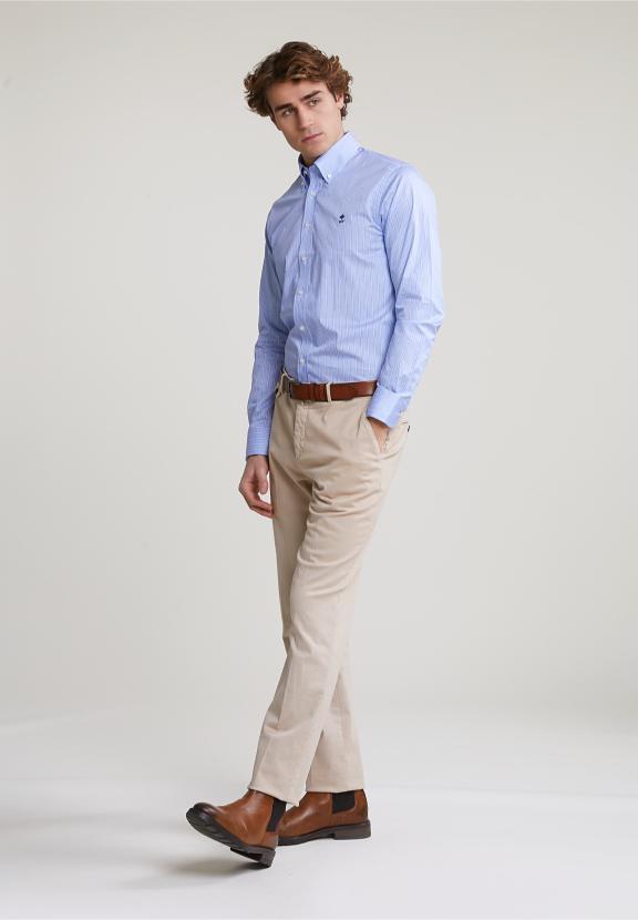 Custom Fit Striped Shirt Blue/White - Bleu