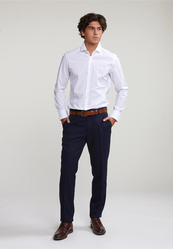 Slim Fit Uni Shirt White - Wit