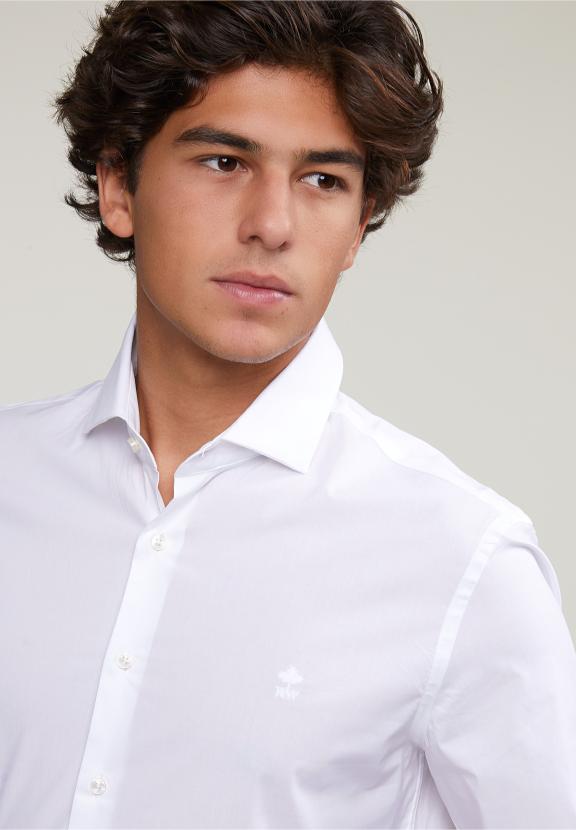 Slim Fit Uni Shirt White - Wit