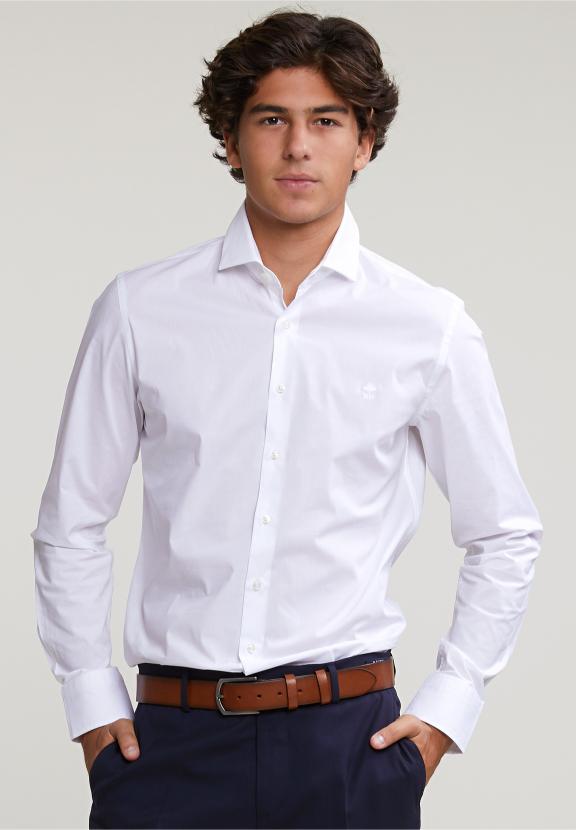 Slim Fit Uni Shirt White - Blanc