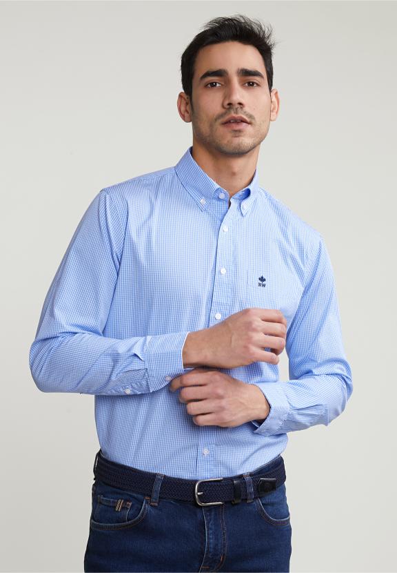 Regular Fit Checked Shirt With Pocket Blue/White - Multi