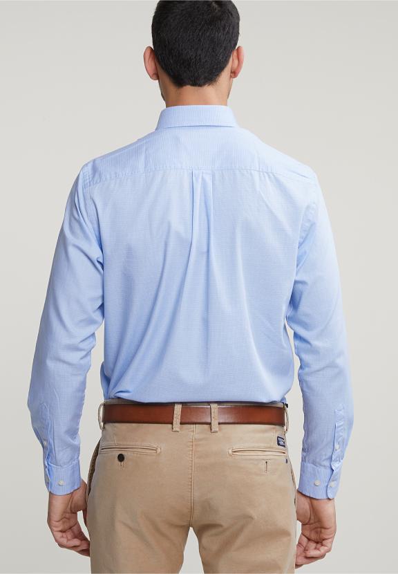 Regular Fit Checked Shirt With Pocket Blue/White - Meervoudig