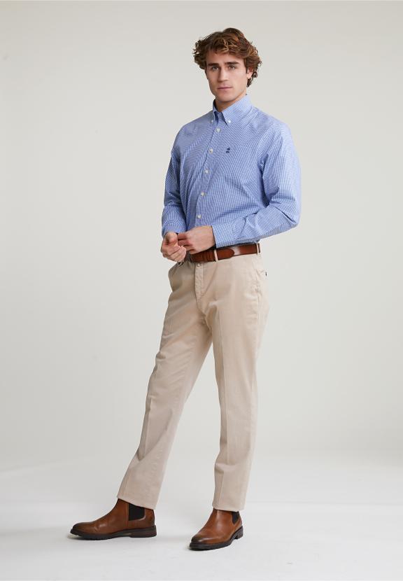 Regular Fit Checked Shirt Blue/White - Meervoudig