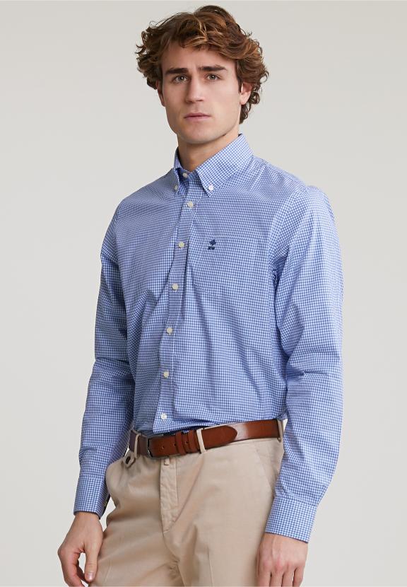 Regular Fit Checked Shirt Blue/White - Meervoudig