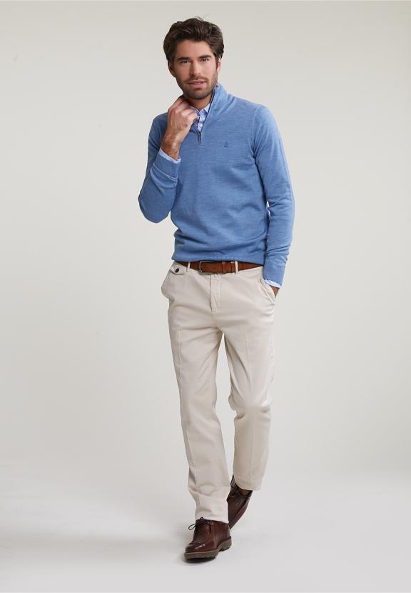 Slim Fit Striped Shirt With Pocket Blue/White - Meervoudig