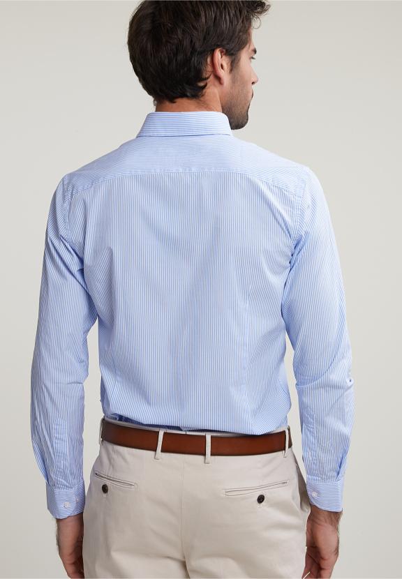 Slim Fit Striped Shirt With Pocket Blue/White - Meervoudig