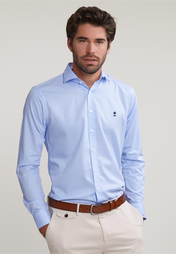 Slim Fit Checked Shirt Blue/White - Multi