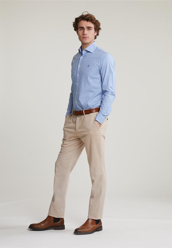 Slim Fit Uni Shirt Blue - Meervoudig