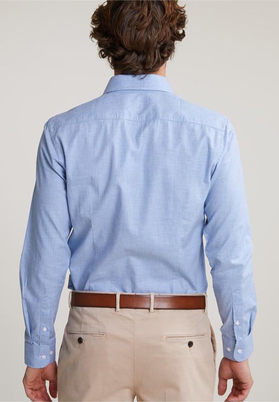 Slim Fit Uni Shirt Blue - Meervoudig