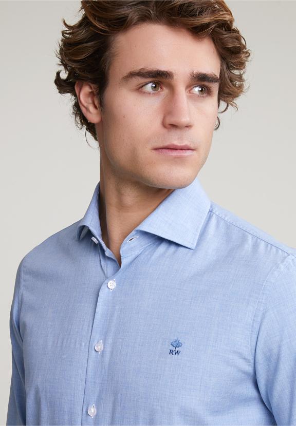 Slim Fit Uni Shirt Blue - Meervoudig