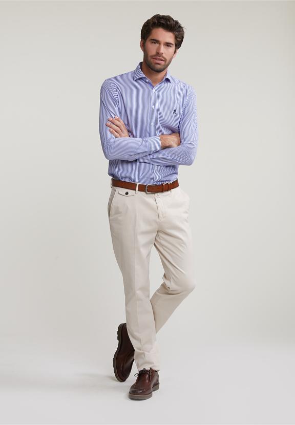 Slim Fit Striped Shirt Blue/White - Meervoudig