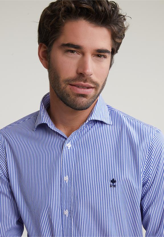 Slim Fit Striped Shirt Blue/White - Meervoudig