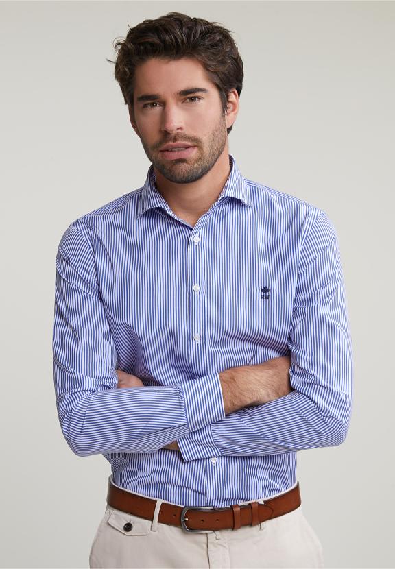 Slim Fit Striped Shirt Blue/White - Meervoudig