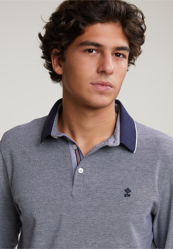 Custom Fit Cotton Polo Navy - Bleu