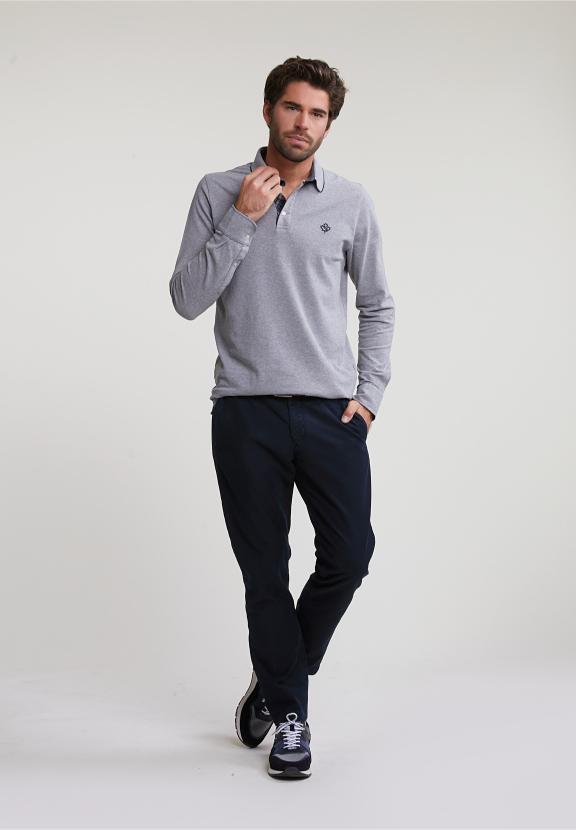 Custom Fit Cotton Polo Inox Mix - Grijs