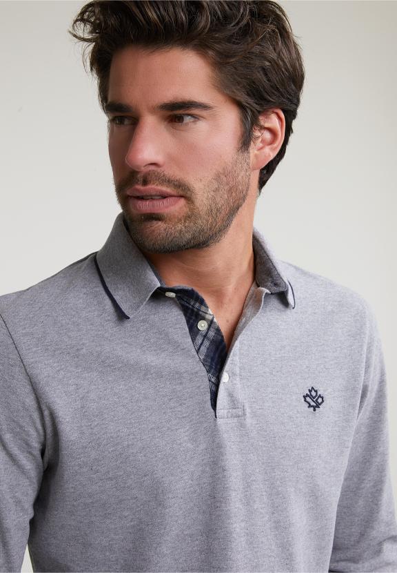 Custom Fit Cotton Polo Inox Mix - Grijs