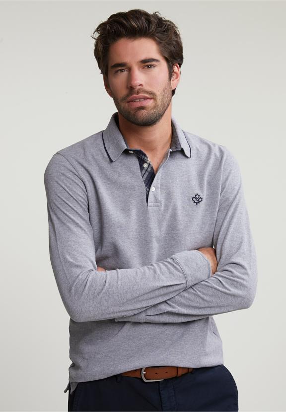 Custom Fit Cotton Polo Inox Mix - Grijs