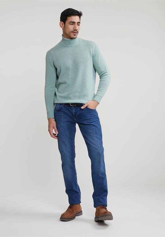 Loose Dit Wool-Cashmere Roll Neck Sweater Cape Green Mix - Groen