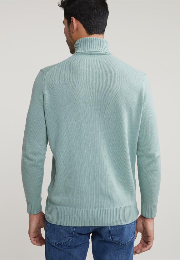 Loose Dit Wool-Cashmere Roll Neck Sweater Cape Green Mix - Groen