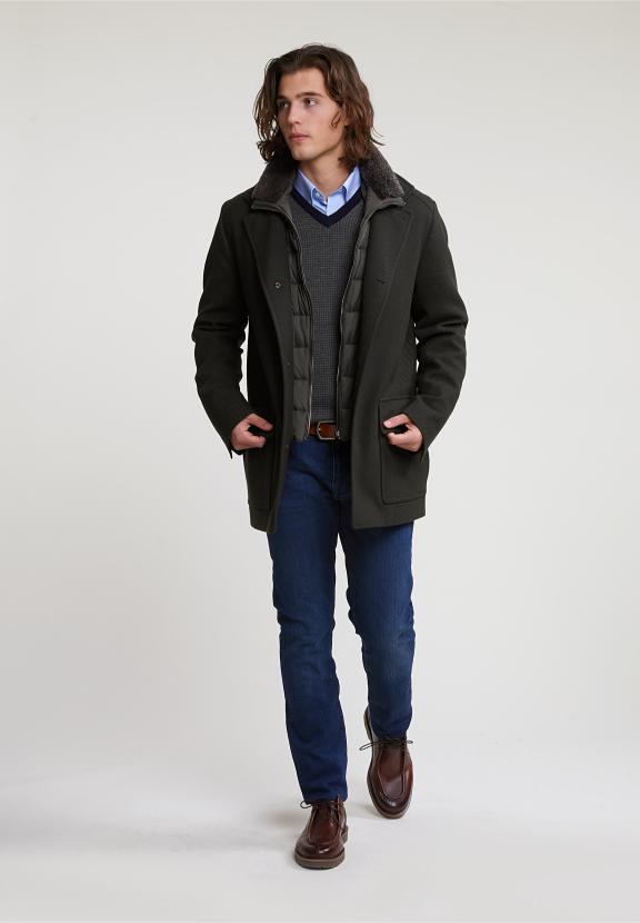 Custom Fit Merino V-Neck Sweater Navy/Oxford Mix - Bleu