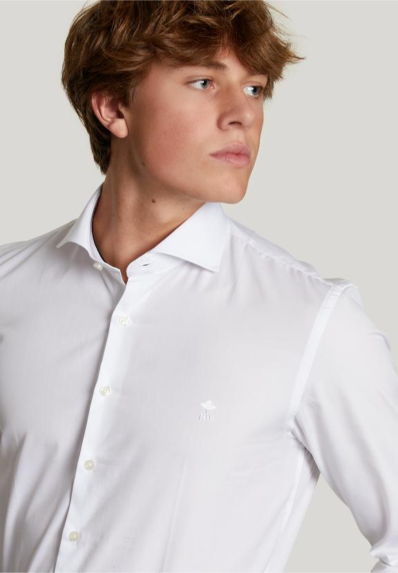 Slim Fit Uni Shirt White - Blanc