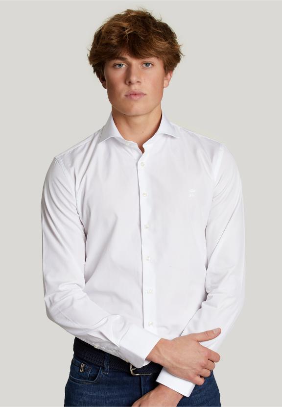 Slim Fit Uni Shirt White - Blanc