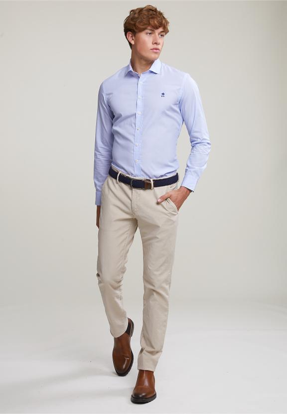 Slim Fit Striped Shirt Blue/White - Blauw