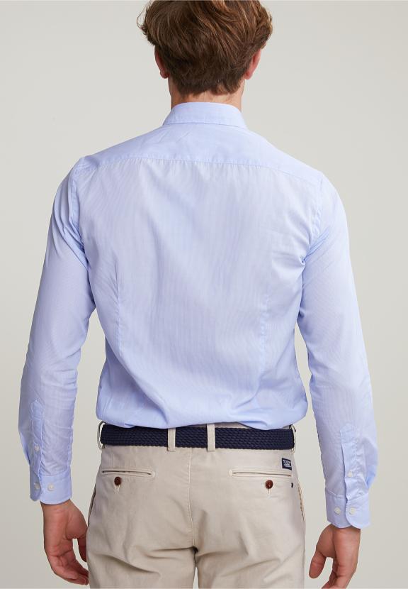 Slim Fit Striped Shirt Blue/White - Blauw