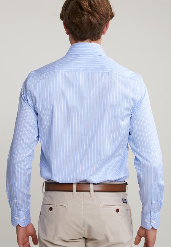 Custom Fit Striped Shirt Blue/White - Blauw