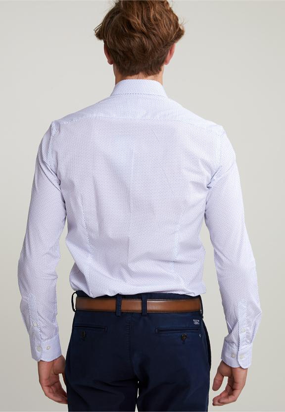 Slim Fit Dotted Shirt Blue/White - Wit