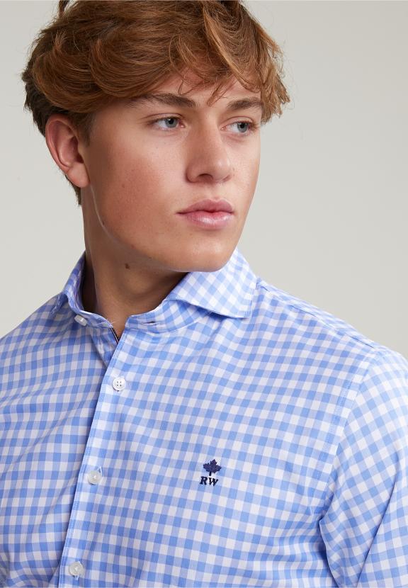 Custom Fit Checked Shirt Blue/White - Blauw