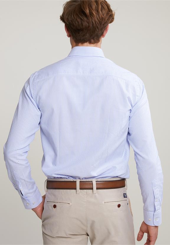 Blue/White Custom Fit Striped Shirt - Meervoudig
