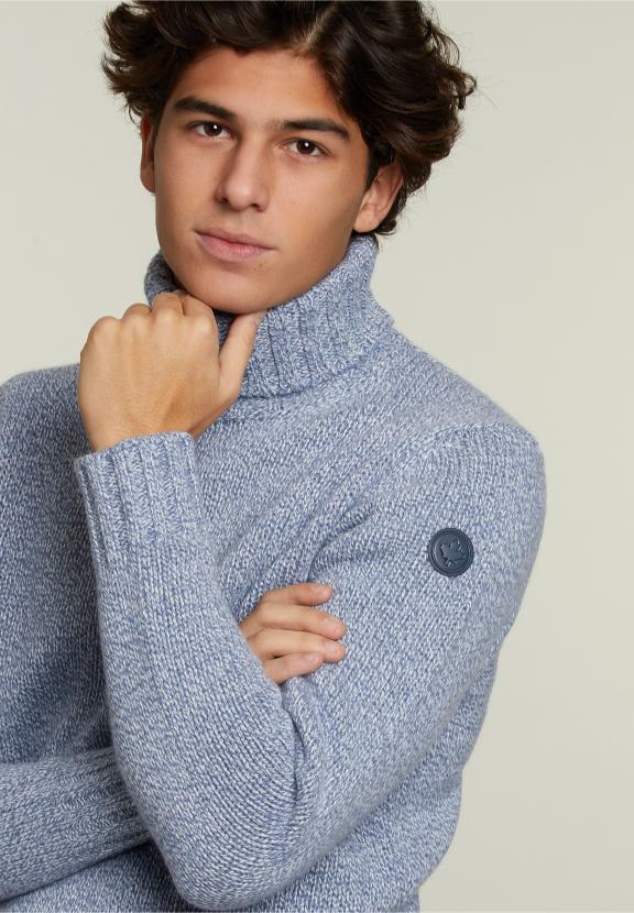 Custom Fit Wool-Cashmere Sweater Jeans Mix - Bleu