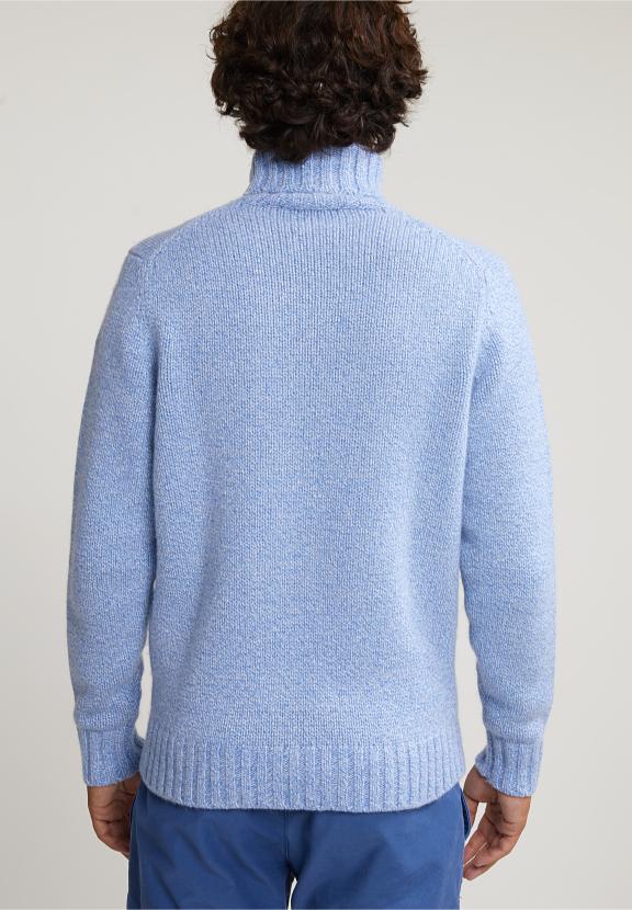 Custom Fit Wool-Cashmere Sweater - Sky Mix - Blauw