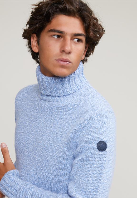 Custom Fit Wool-Cashmere Sweater - Sky Mix - Blauw