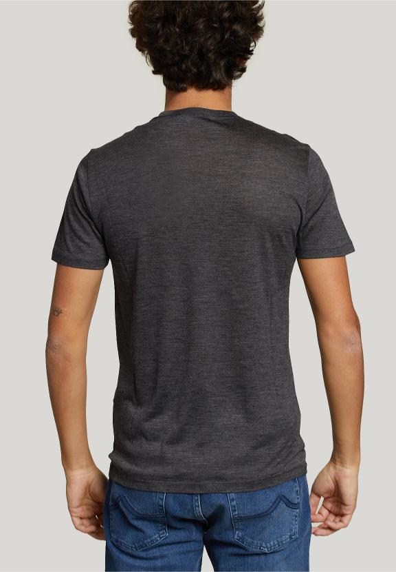 Slim Fit Virgin Wool T-Shirt Grey - Gris