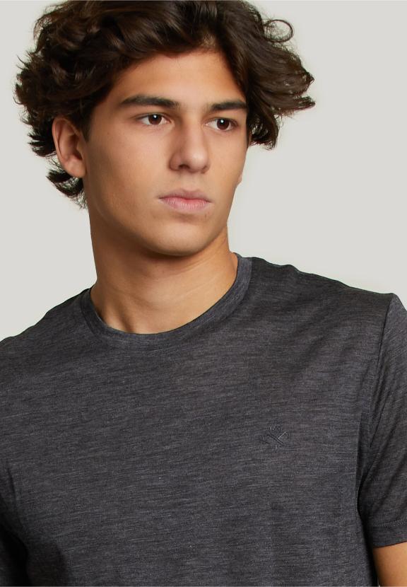 Slim Fit Virgin Wool T-Shirt Grey - Grijs