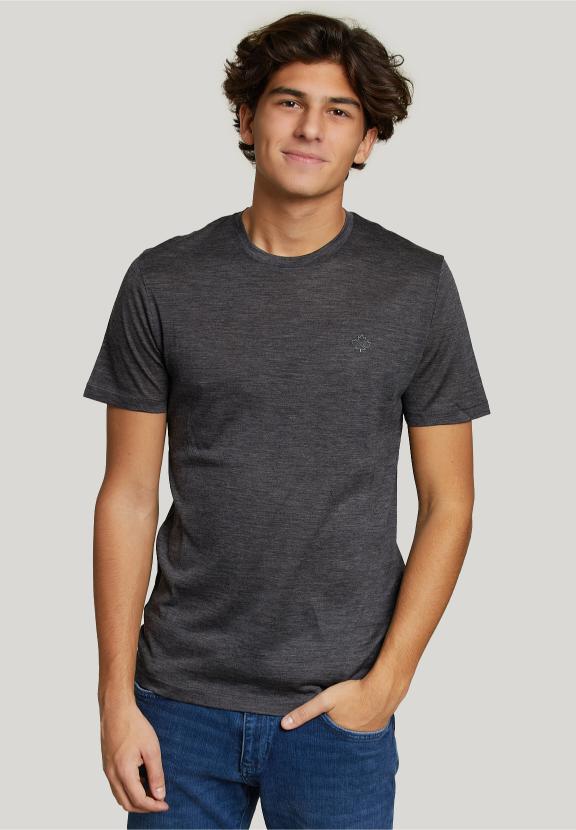 Slim Fit Virgin Wool T-Shirt Grey - Grijs
