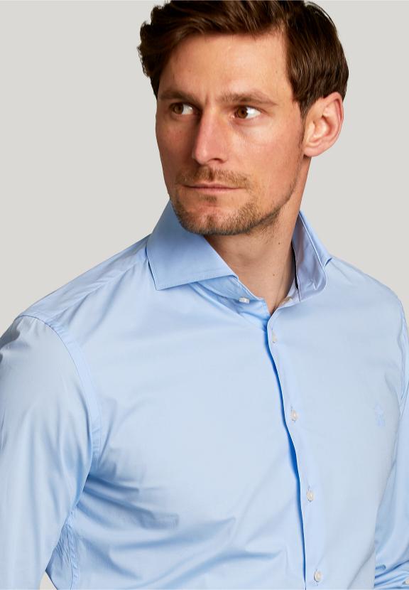 Slim Fit Uni Stretch Shirt Light Blue - Bleu