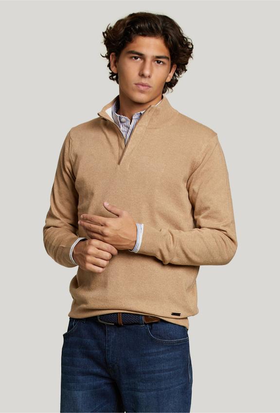 Custom Fit Wool-Cashmere Sweater Biscuit Mix - Bruin