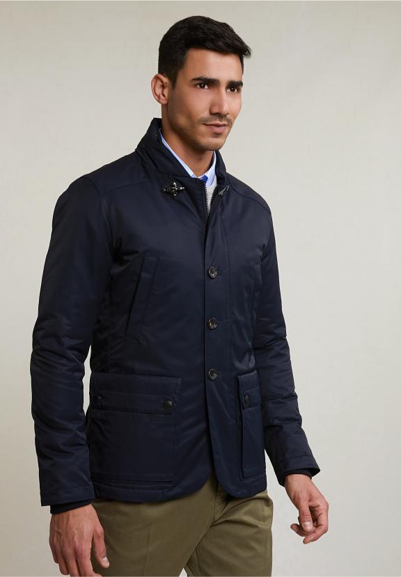 Fancy Jacket Applied Pockets Navy - Bleu