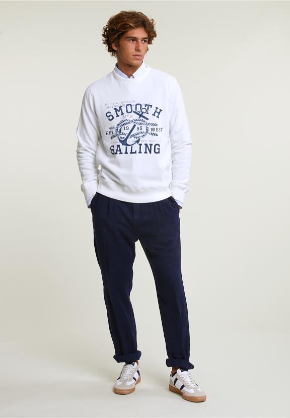 Cotton Fantasy Crew Neck Sweater Off White - Wit