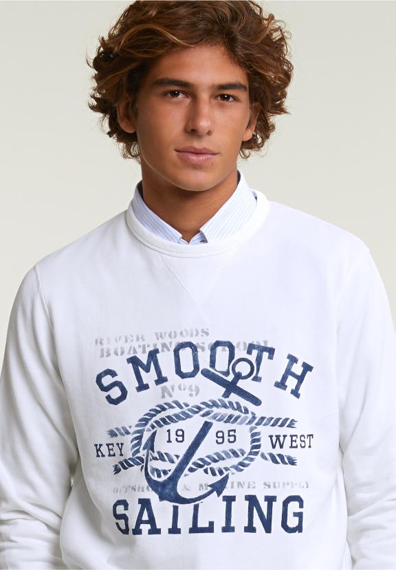Cotton Fantasy Crew Neck Sweater Off White - Wit